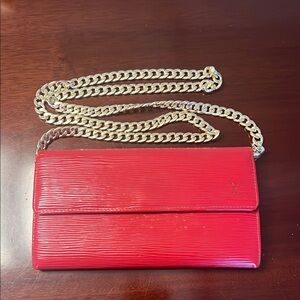 Louis Vuitton Red Clutch with Chain